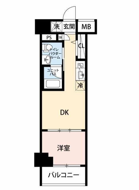 スパシエ千住大橋(1DK/2階)の間取り写真