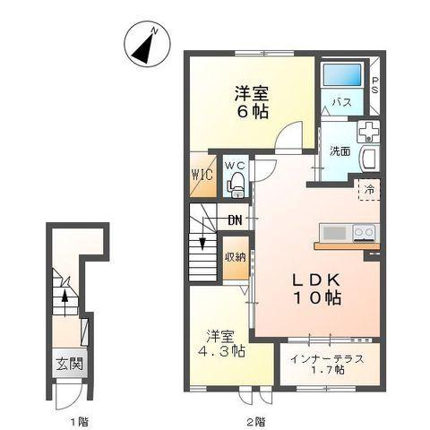 ルミエール須賀川(2LDK/2階)の間取り写真