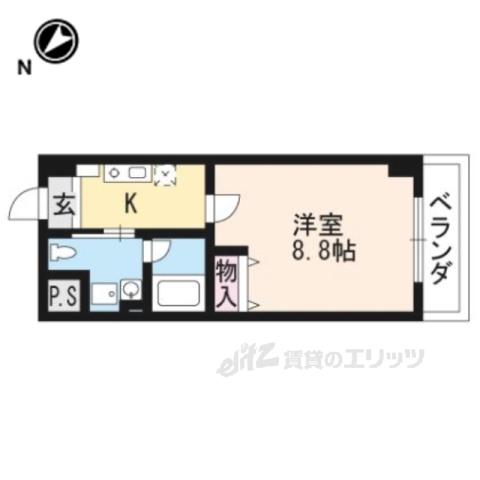 アール・ツー・コート(1K/5階)の間取り写真