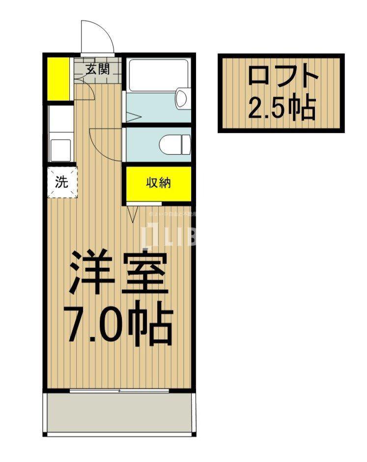 フラワープレイス(ワンルーム/2階)の間取り写真