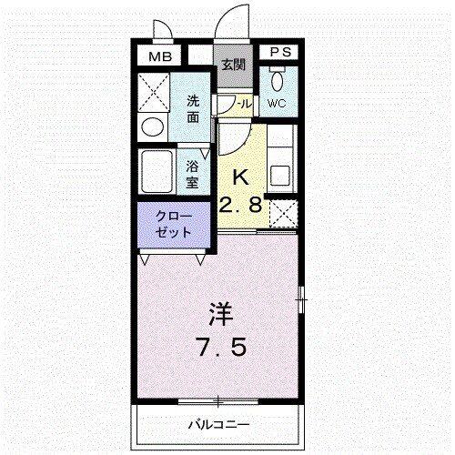 マヤラク大倉山(1K/2階)の間取り写真