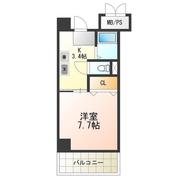 浜中マンション(1K/3階)の間取り写真