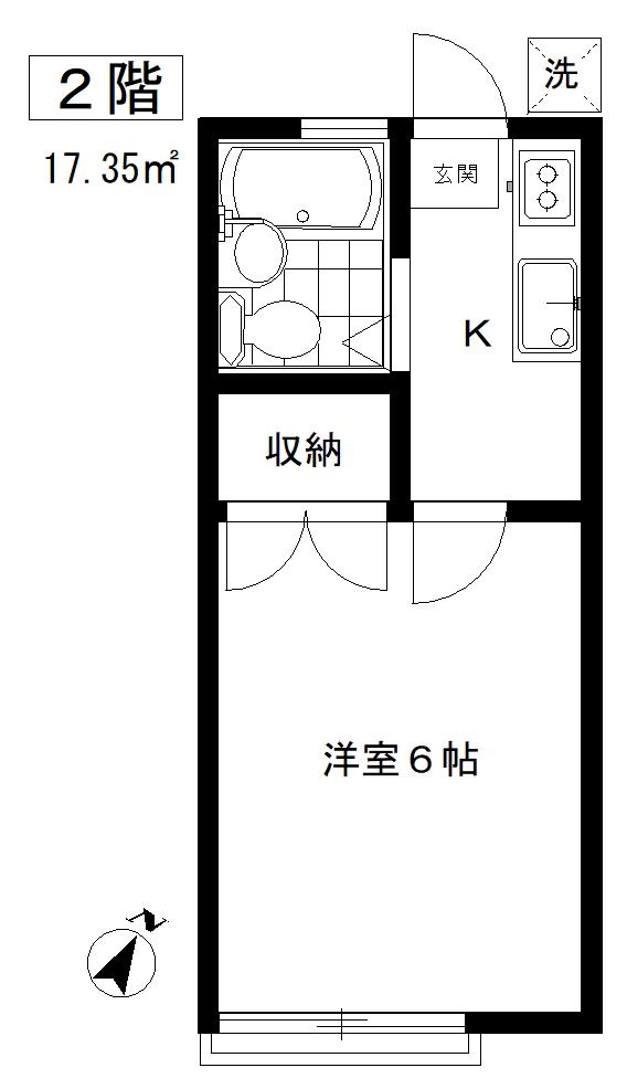 中町ハウス(1K/2階)の間取り写真