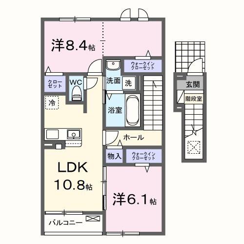 サンリッツ 元吉田(2LDK/2階)の間取り写真