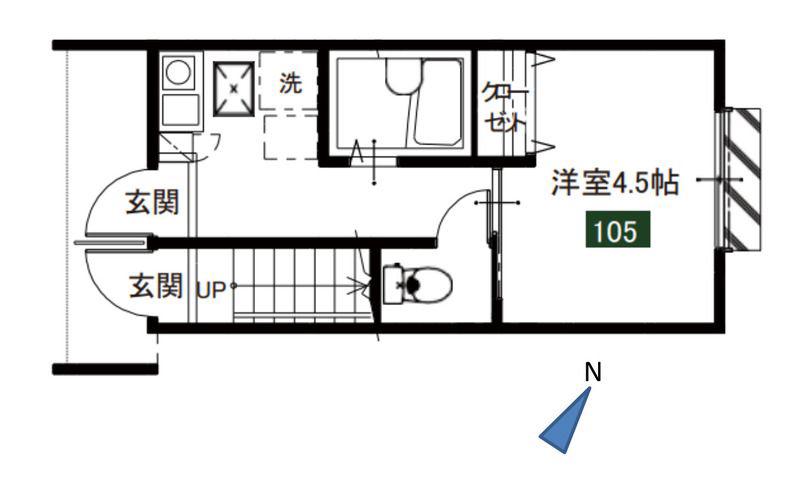 メルディア与野本町(1K/1階)の間取り写真
