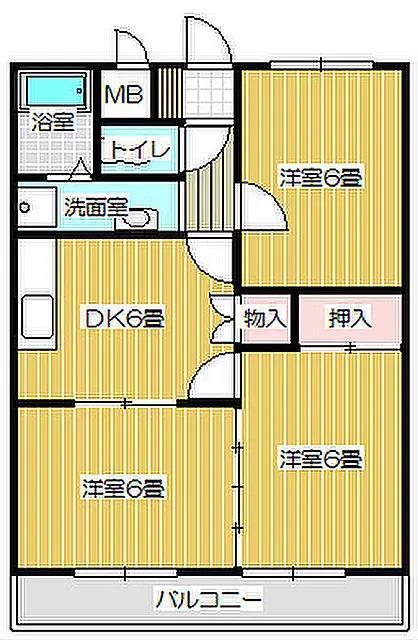 ペアパレスCHIBA(3DK/1階)の間取り写真
