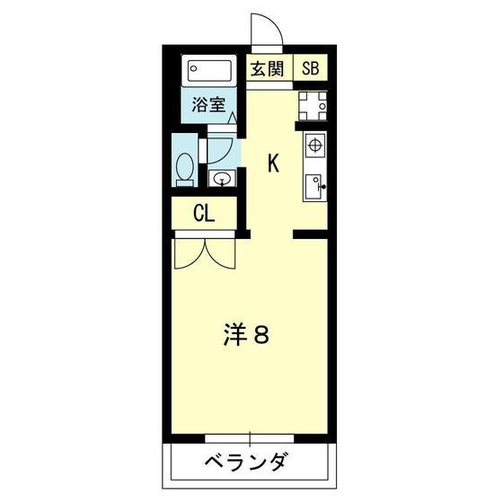 ロイヤルハイツ・笠(1K/1階)の間取り写真