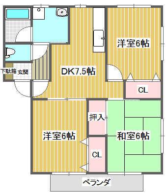コスモスハウス(3DK/1階)の間取り写真