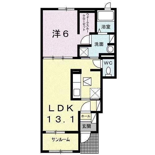 ブライトレーヴIII(1LDK/1階)の間取り写真