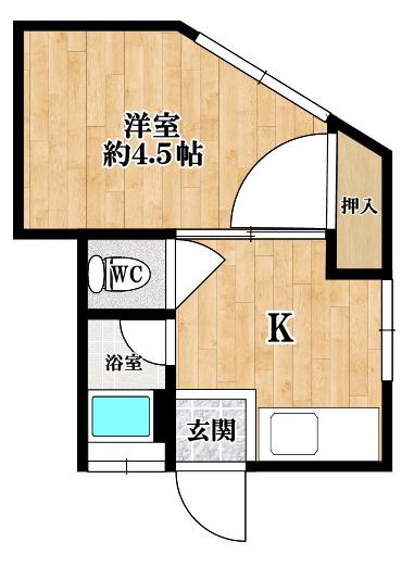 大平ビル(1K/3階)の間取り写真