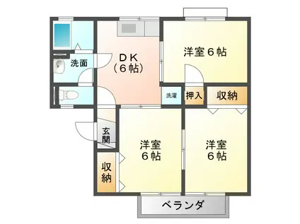 セベルハイツB(3DK/2階)の間取り写真