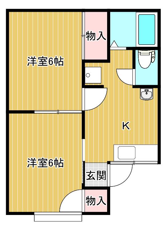 メゾンあさひ(2K/2階)の間取り写真