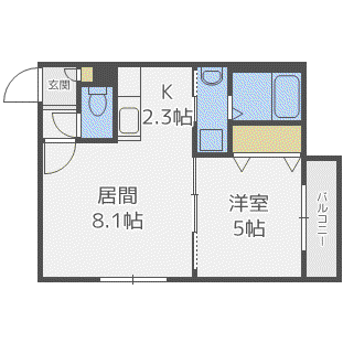 PRIOR二十四軒(1LDK/4階)の間取り写真