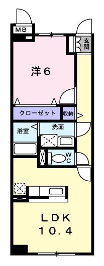 フローラムレーン(1LDK/1階)の間取り写真