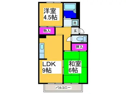 プレジュール田中B棟(2LDK/2階)の間取り写真