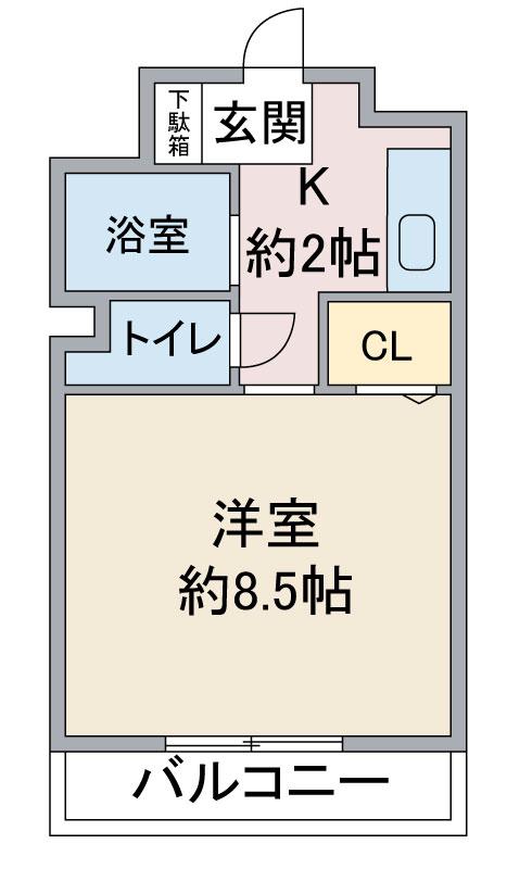 YOUNGVILLAGE2(1K/1階)の間取り写真