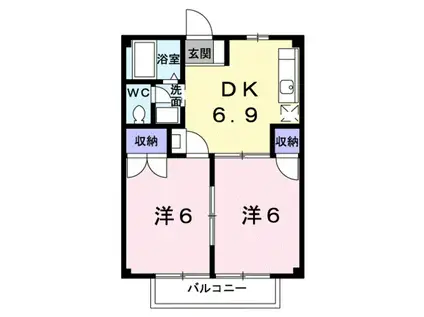 ＪＲ和歌山線 岩出駅 徒歩46分 2階建 築30年(2DK/2階)の間取り写真