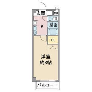 レージュ松原(1K/2階)の間取り写真
