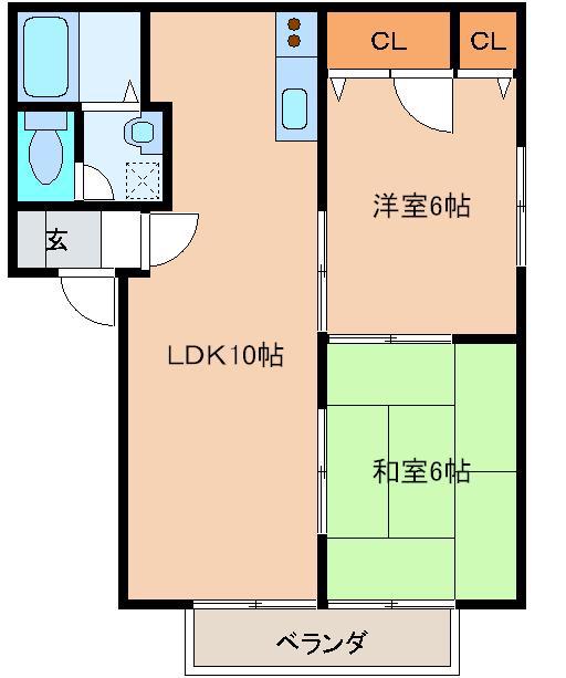 メゾン Y A棟(2LDK/2階)の間取り写真