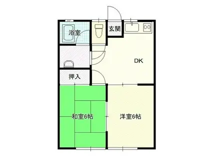 サングリーン和田山102(2DK/2階)の間取り写真