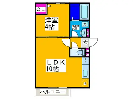 TATERUアパートメント加美鞍作2丁目A棟(1LDK/3階)の間取り写真