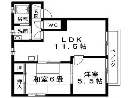 レジデンスTKB棟(2LDK/2階)の間取り写真