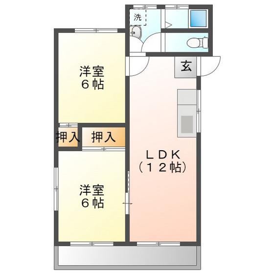 グランデール(2LDK/2階)の間取り写真
