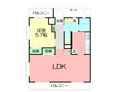 マーレ TAKEI 四番館(1LDK/1階)の間取り写真