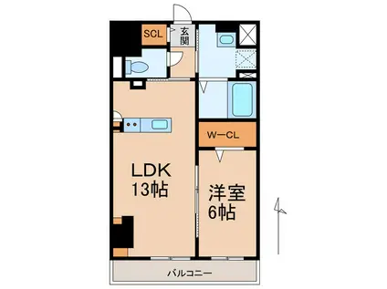 友田町店舗付きマンション(1LDK/4階)の間取り写真