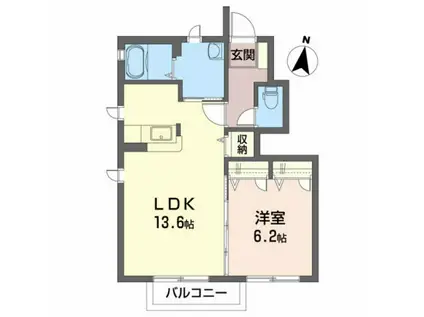 シャーメゾンさくらB棟(1LDK/1階)の間取り写真