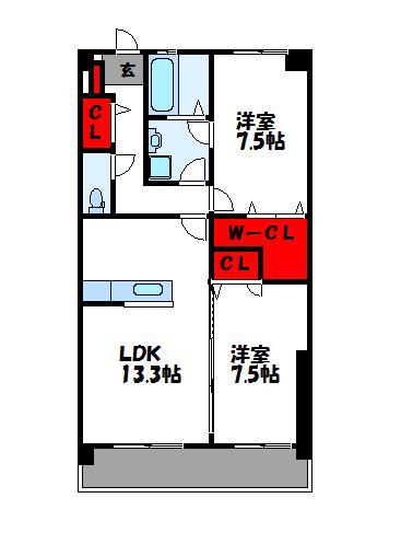 スルス門松II(2LDK/2階)の間取り写真