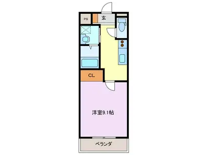 PARK SIDE三幸(1K/3階)の間取り写真