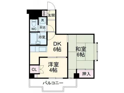 グレースピア・ヤワタ(2DK/5階)の間取り写真