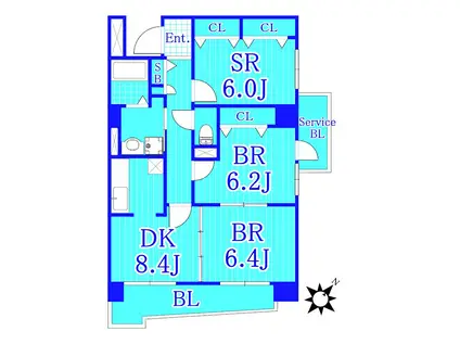 アルテーヌ新横浜(2SDK/2階)の間取り写真