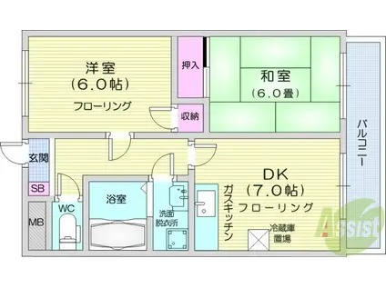 ラルジュ協栄(2DK/2階)の間取り写真