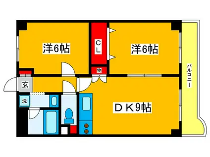 浦安タウンハウス(2DK/3階)の間取り写真