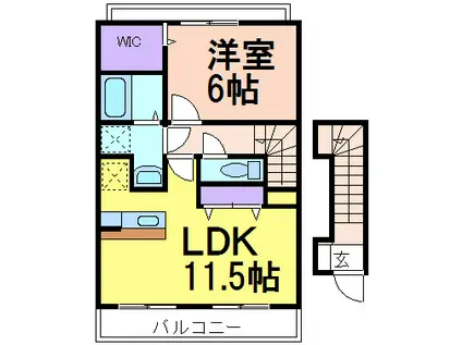 コンフォートC(1LDK/2階)の間取り写真