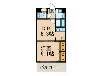 マインズ博多駅東(1DK/4階)の間取り写真