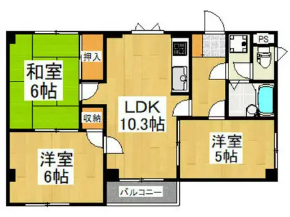 永井マンションA(3LDK/2階)の間取り写真
