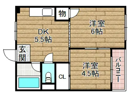 中井マンション(2DK/2階)の間取り写真