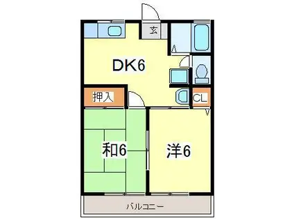 シティハイムエスポアールA(2DK/2階)の間取り写真