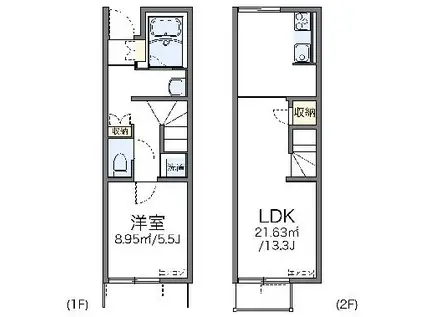 レオネクストフォレスタ 湘南(1LDK/1階)の間取り写真