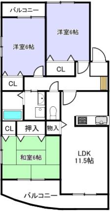 サンルーチェ(3LDK/4階)の間取り写真