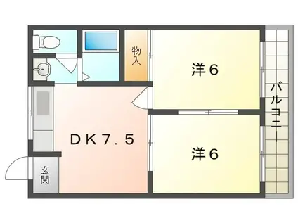 オスカー桜木(2DK/2階)の間取り写真