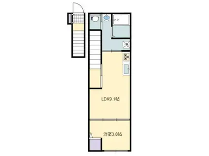 GROWTH KIBANAII(1LDK/2階)の間取り写真