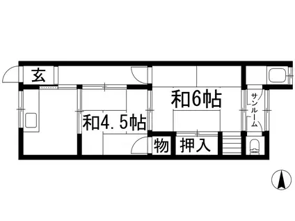 溝口荘(2K/2階)の間取り写真