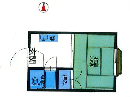 ペルシェ吉川NO2(1K/1階)の間取り写真