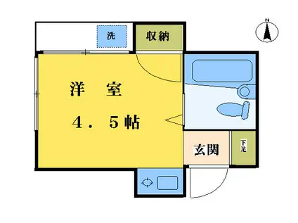 和楽ハウス(ワンルーム/2階)の間取り写真