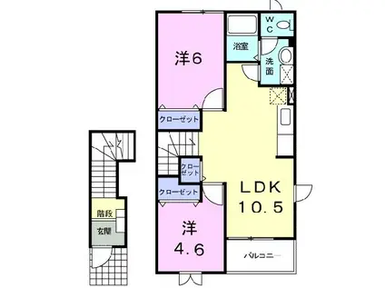 サニーセトル壱号館(2LDK/2階)の間取り写真