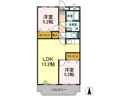 みなみマンション(2LDK/1階)の間取り写真